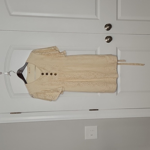 Tulle Anthropologie Cream Lace Shift Dress - Picture 5 of 9